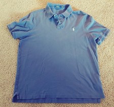 Ralph Lauren Polo Shirt Large Blue Short Sleeve Classic Fit Pima Cotton