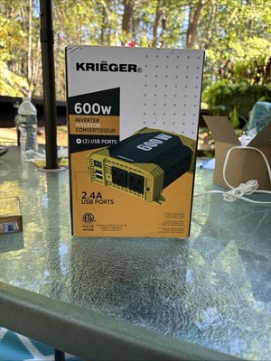 Krieger 600 Watt Power Inverters for Vehicles, 12V to 110V, Car Charger new /box