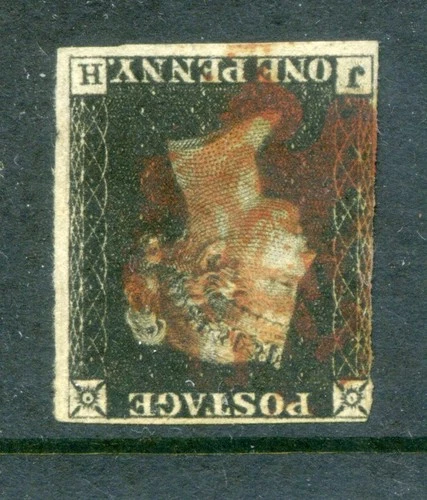 1840 GREAT BRITAIN QUEEN VICTORIA 1d BLACK PLATE 1a INVERTED WATERMARK ERROR vgc