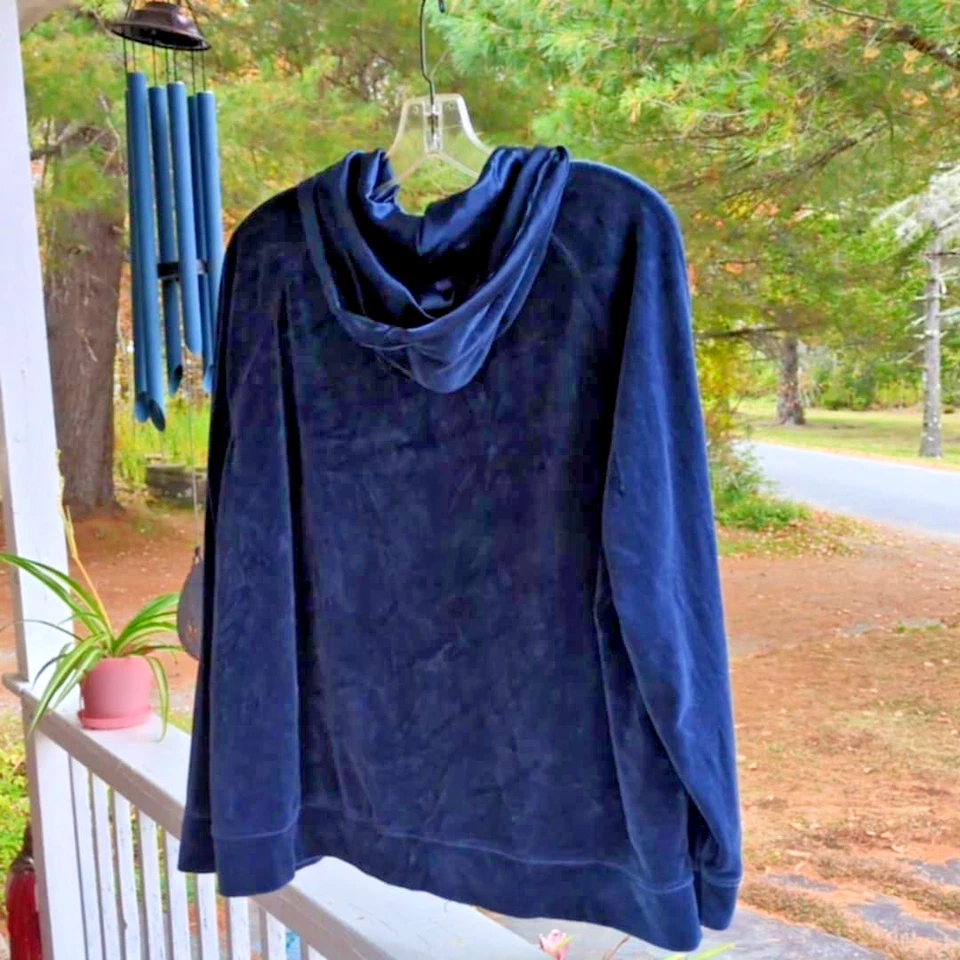 Винтажный NYL New York прачечная бархата женщин трек костюм Sz 1 X Y2K ретро берет темно-синий - Изображение 2 из 4