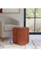 New Homepop Rust Chenille Clover Shaped Ottoman H 18.25" W 18.25" D 18.25"