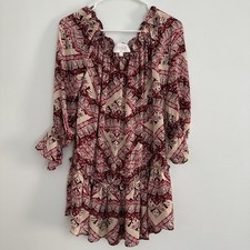 Stone Cold Fox Cream Pink Silk Off-the-Shoulder Ruffle Hem Dress Size XS/Small