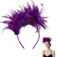 Feather Headband for Women Feather Fascinator Headband Cocktail Wedding Party...