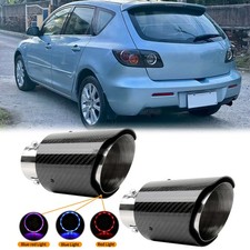 2.5" In 3.5'' Out Exhaust Tips Muffler Tail LED Light Carbon For Mazda CX-3 CX-5