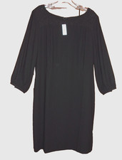 Talbots Little Black Dress Lined 3/4 Sleeves Scalloped Lace Neckline Sz 12 NWT
