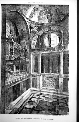 Antiker alter Druck Design für Mausoleum Innenraum Herr Jl Williams gewölbt Ro1898