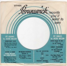 Company Sleeve 45 BRUNSWICK - White w/ Blue Circles Black Text 1964-1974 Jacki