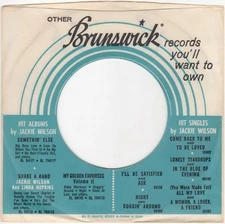 Company Sleeve 45 BRUNSWICK - White w/ Blue Circles Black Text (1964-1974) Jacki
