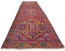 Amazing Hand Knotted Vintage Tribal Hareez Wool Area Runner Rug 11 x 3 Ft