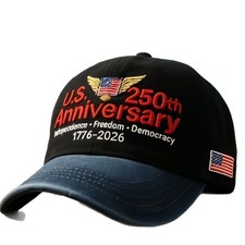 USA 250th Anniversary 1776-2026 Patriotic Baseball Cap with American Flag Print