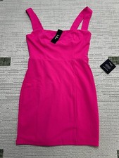 Lulus Mini Dress Womens Small Pink Stretch Loose Fit Front Slit Square Neck New