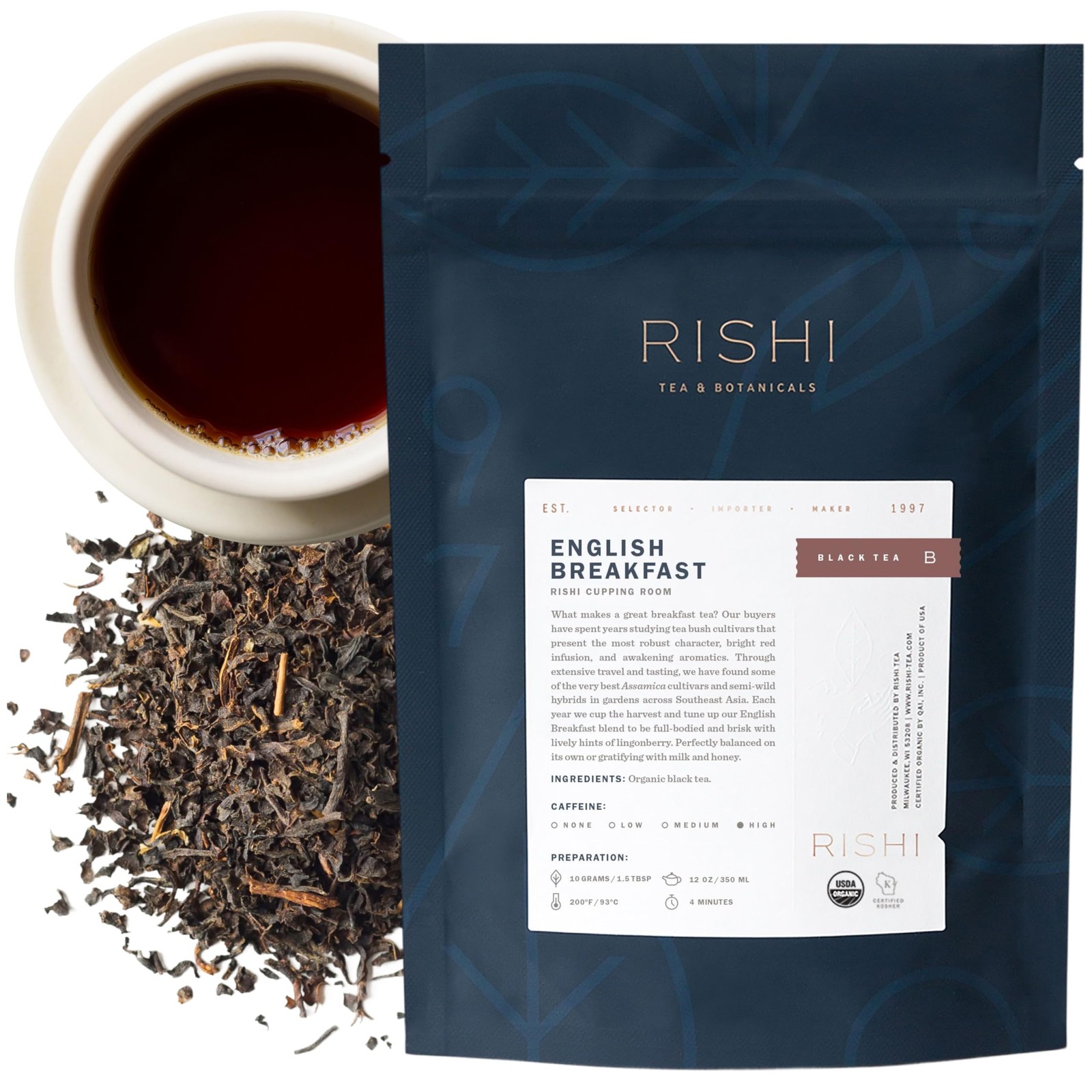 English Breakfast Tea  Organic Loose Leaf Pure Black Tea, Energizin...