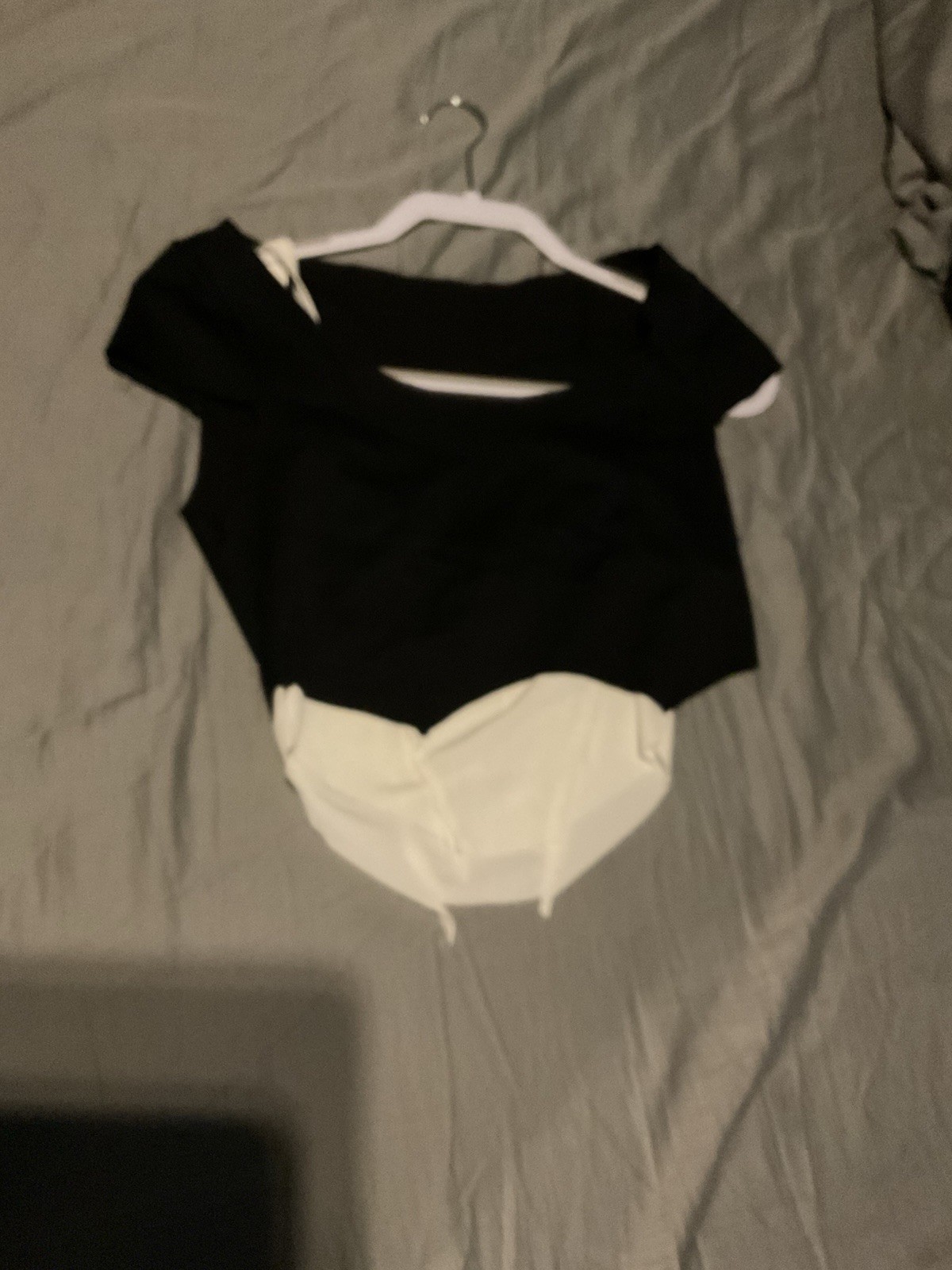 Cute Black & White Crop Top Blouse Set For Women Size M By SHEIN-image
