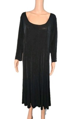 Kiara Goth Slinky Stretch Black Flare Dress Size 2XL Midlength Whimsy Witch-DP24