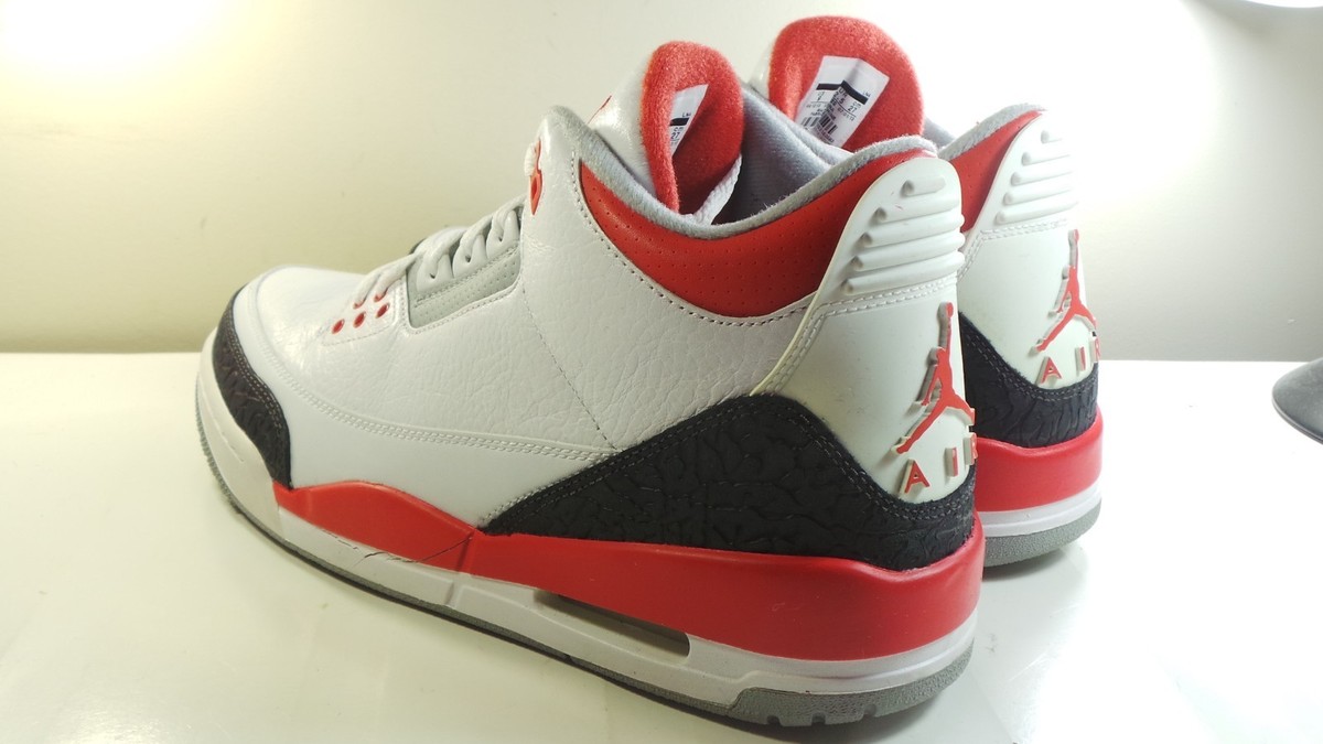 Nike Air Jordan 3 Retro Fire Red Size 13 136064-120 Nike Air Jordan 3 III Retro Fire Red 2013 White Size... | Depop main image 2