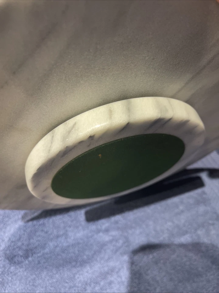 Marble with Marble Lazy Susan Base 12 1/4" Gray/ White. Vintage - Image 3 of 4