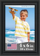 4X6 Black Picture Frame Beautifully Detailed Molding, Contemporary Picture Frame