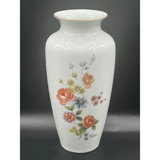 Royal Porzellan KPM Bavaria Germany Handarbeit Vase Floral Gold Trim 11" Tall