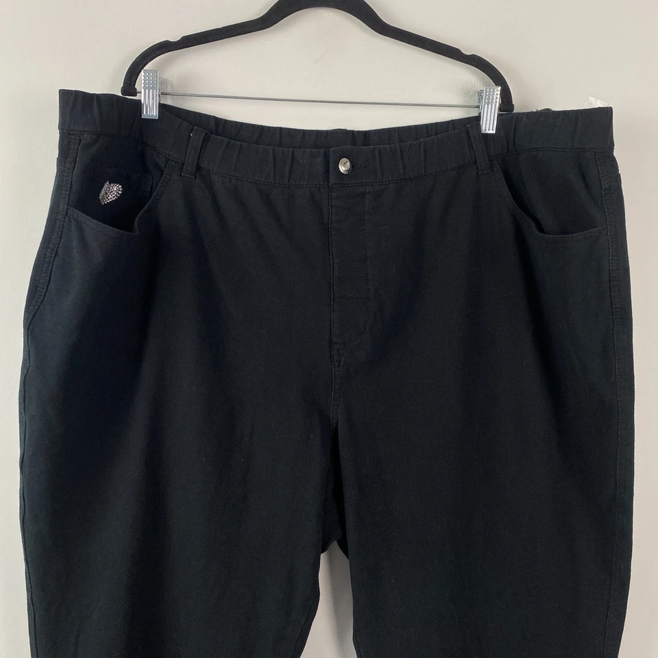 Quacker Factory DreamJeannes Pull-On Pants with Bling Stones Size 3X Short Black - Image 2 of 4