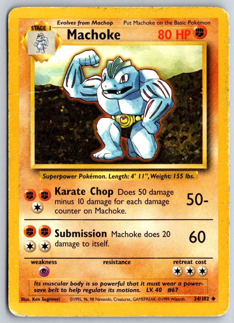 MACHOKE 34/102 BASE SET UNLIMITED 1999