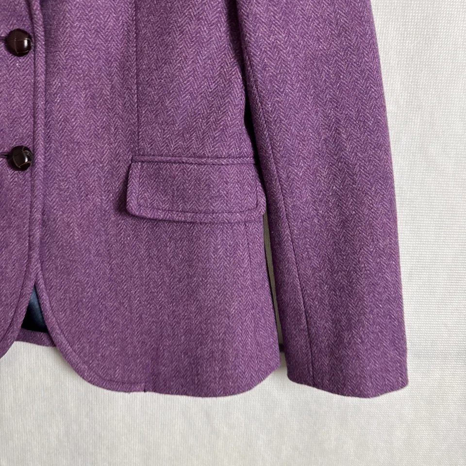 Chaqueta Blazer J.Crew Para Mujer Talla 10 Púrpura 100% Lana Espiga Hacking Foto 3 de 4