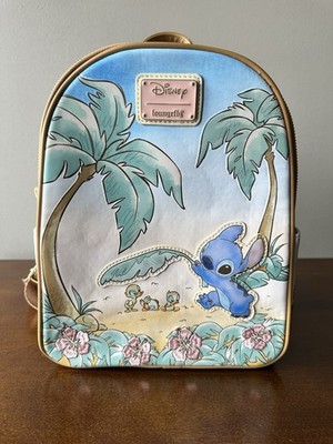 Loungefly Disney Lilo & Stitch Mini Backpack Blue/Beige Tropical Print