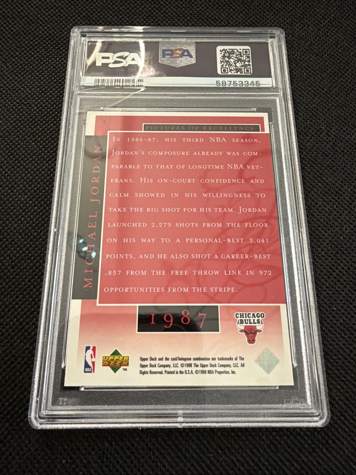 Michael Jordan 1998 UD MJ Career Coll Pics Of Excellence #2 - PSA 6 - Rare Pop 5 view 12