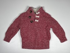 Cat Jack Sweater Boys 18M Red Knit Sherpa Lined Mock Neck Buttons Cozy Winter