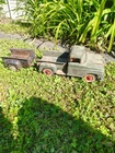 Vintage Tonka Pressed Steel Pickup Truck With Trailer Green/Red Wheels