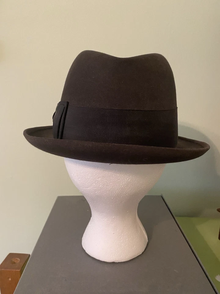 Sombrero Fedora Vintage Stetson The Sovereign Mode Borde Marrón Talla 7 Foto 3 de 4