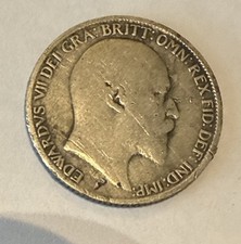 1909 Edward VII Silver Sixpence Coin