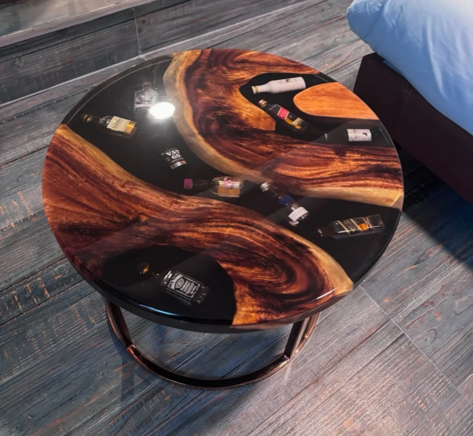 15" Handmade Wood & Epoxy Resin Coffee Tabletop | Liquor Theme Countertop Decor - Image 3 of 4