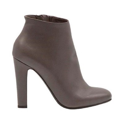 Nando Muzi Brown Leather Ankle Boots Women EU 39 Block Heel Almond Toe Zip