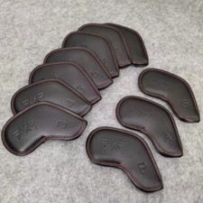 10Pcs PXG Golf Club Iron Headcovers Covers Emboss Leather Magnetic 3-9SWL Black
