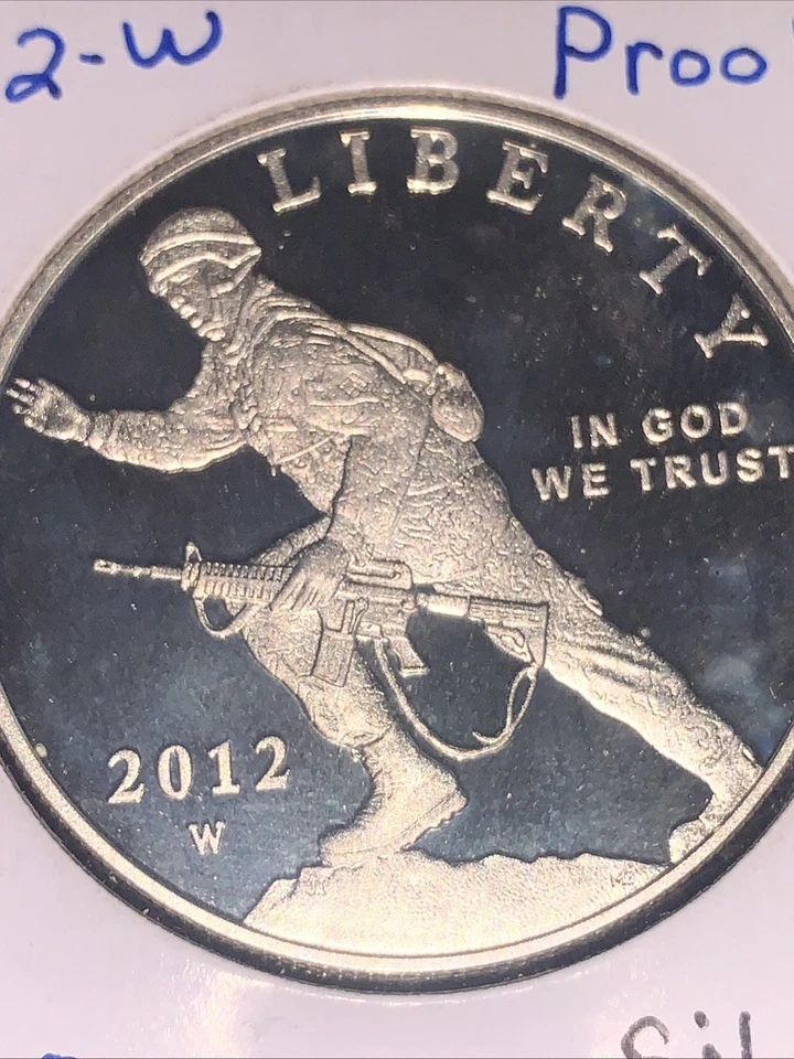Silver Dollar coins 2012 W Liberty soldier Proof strike - Image 2 of 4