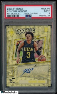 2023 24 Panini Phoenix Gold Vinyl Prizm Keyonte George RC Rookie AUTO 1/1 PSA 9