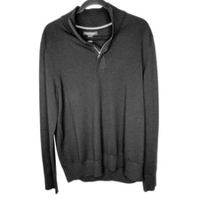 Banana Republic Extra Fine Merino Wool Black Mock Neck Pullover - L