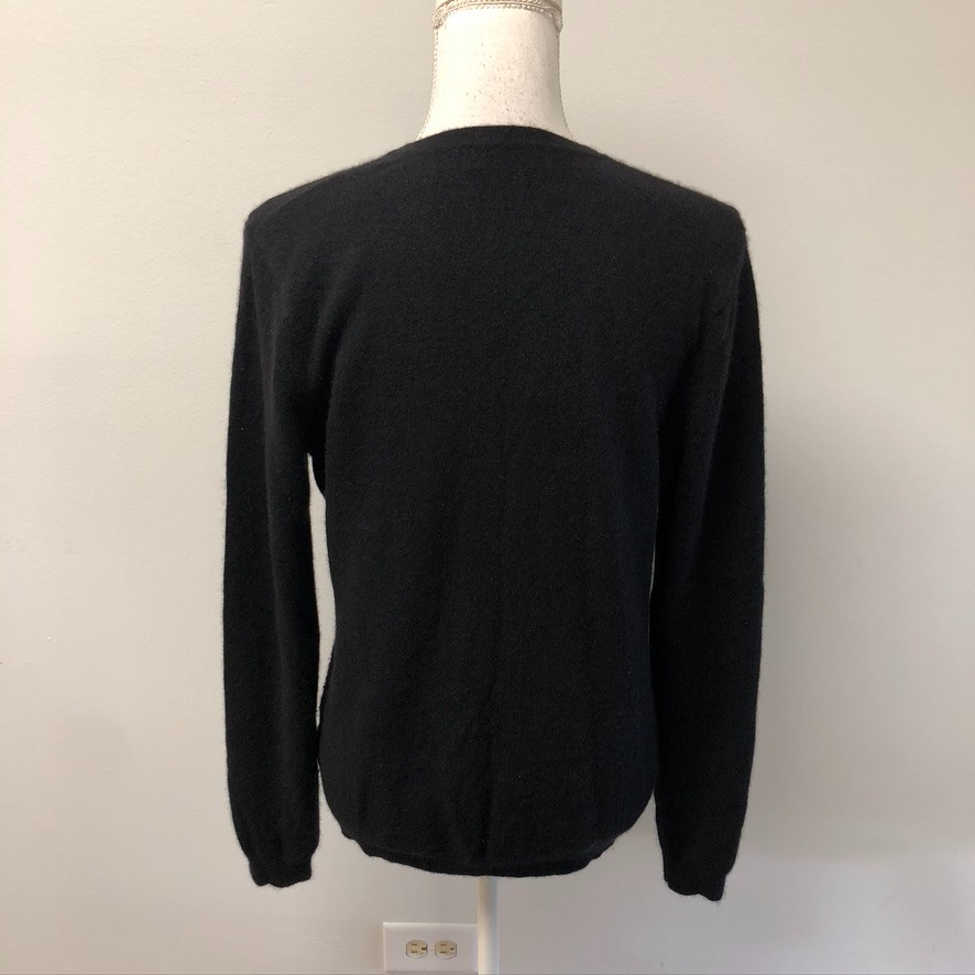 Saks Fifth Avenue Cashmere Sweater Jumper Womens XL Black Ruffle Career
