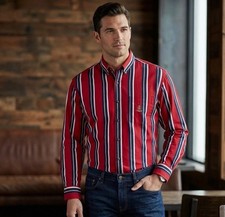VTG 90s Chaps Ralph Lauren Mens Large Button Down Shirt Red Plaid Crest Preppy
