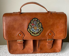 Harry Potter Hogwarts Satchel Messenger Bag Brown/Tan shoulder strap & handle