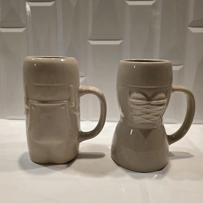 2- Beer Mugs Octoberfest Style Dirndl & Lederhosen