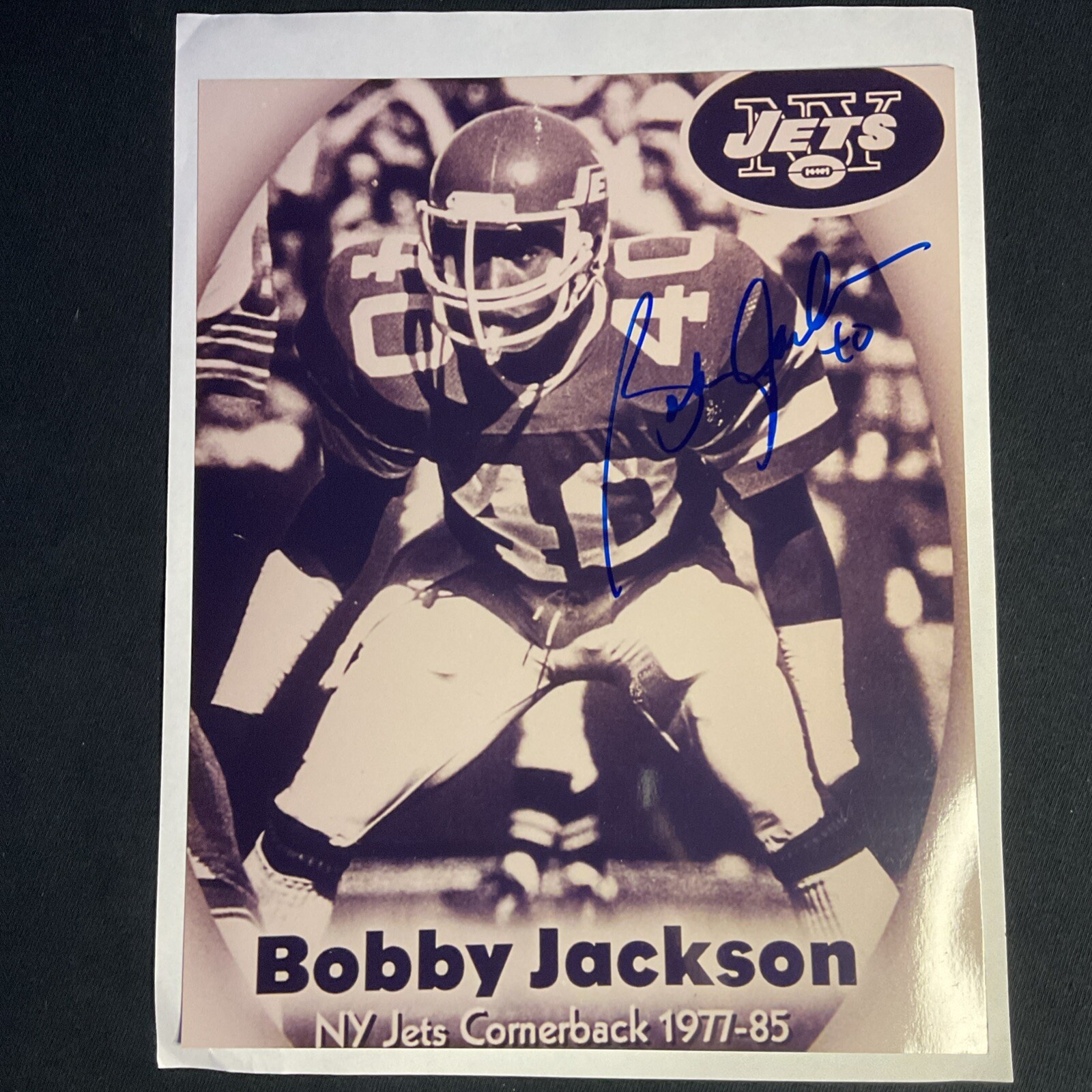 BOBBY JACKSON B&W Autographed Signed 8x10 Photo New York Jets Football From KSK
