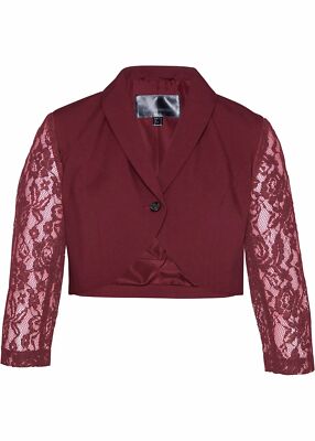 Spitzen-Bolero mit 3/4-Ärmeln Gr. 36 Rubinrot Damenbolero Kurz-Blaze Neu