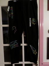 Brooklyn Cloth Womens Sweatpants Joggers Black Colorful Screen prints XL