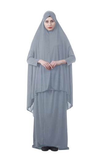 Ramadan Prayer Dress Set Women Overhead Khimar Kaftan Muslim Robe Robe Burqa - Picture 19 of 33