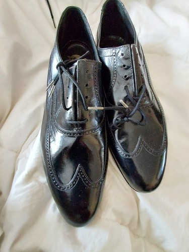 nwot Florsheim shoes black lace up 1leather bottom 11D - Picture 1 of 9