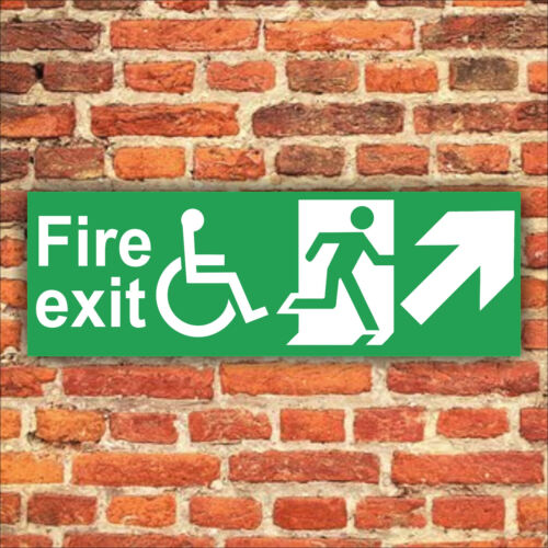 DISABLED FIRE EXIT SIGN LEFT DOWN ARROW Plastic Boards or Stickers All Sizes - Picture 10 of 22