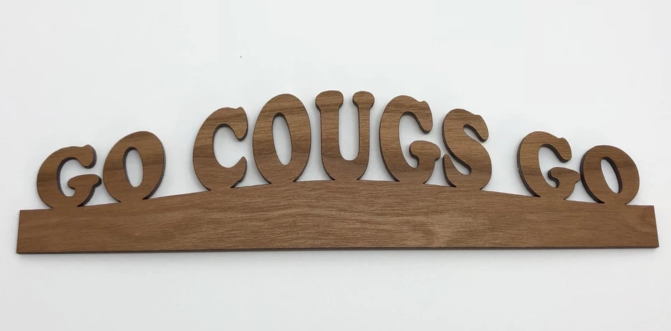 激光切割木字 "GO COUGS GO" 适用于桌面板、工艺、框架 (RF870) — 第 4/4 张图片