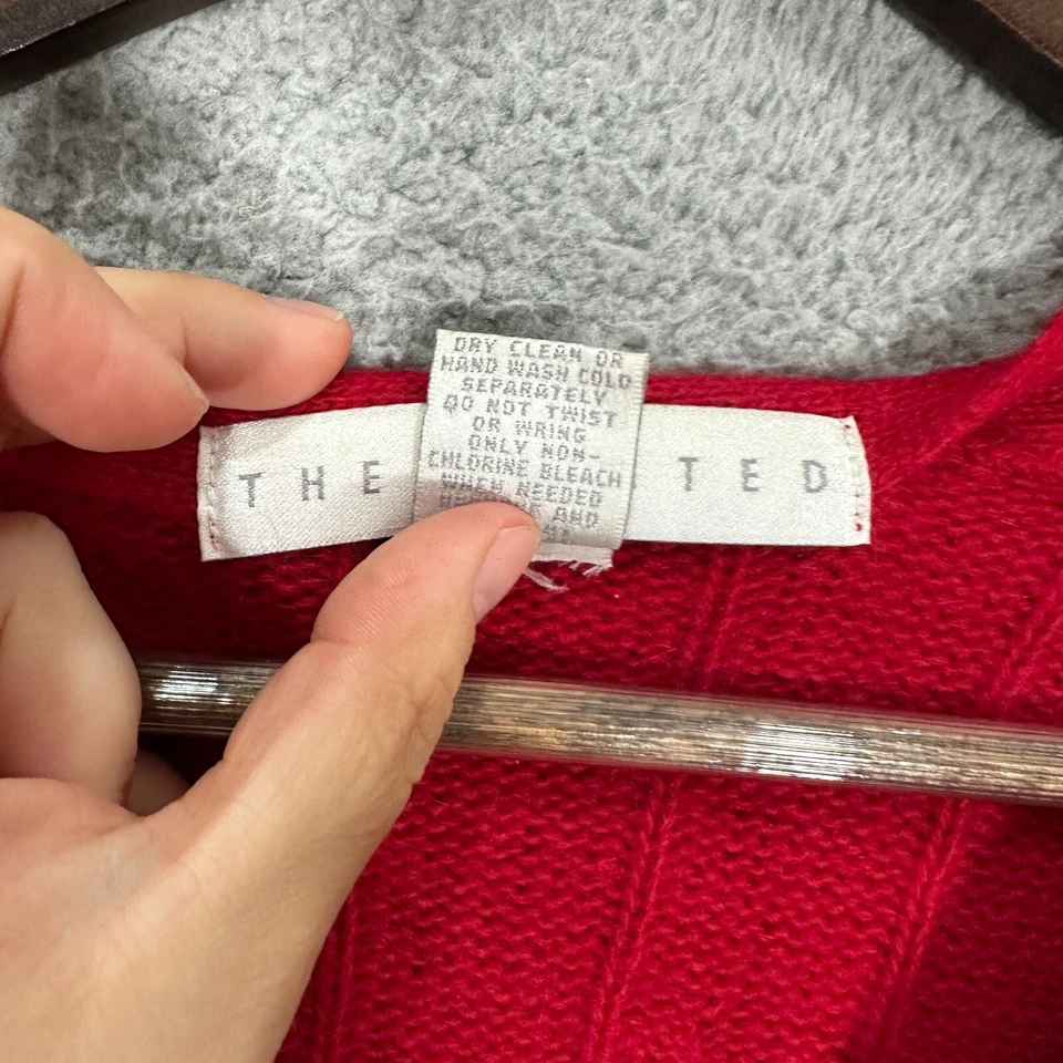 Suéter De Colección Años 90 The Limited S Rojo Cable Tejido Angora Mezcla Lana Preppy Vacaciones Foto 4 de 4