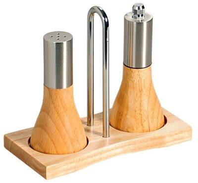 Kesper Tischmenage mit Metall-Tragebügel aus Gummibaumholz  - Kesper
